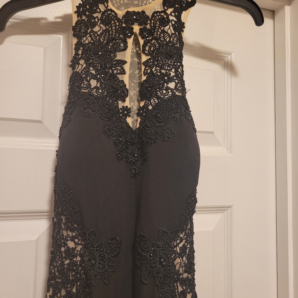 Black Mesh Insert Gown
